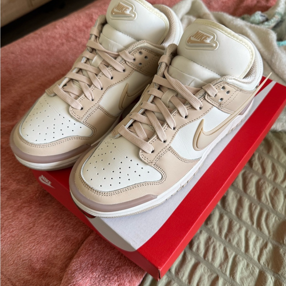 Nike Women's Cream and White Sneakers